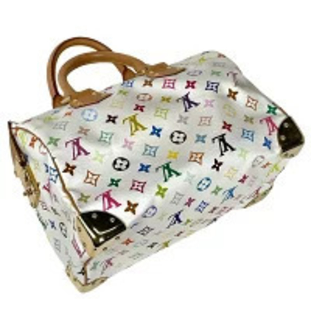 Louis Vuitton Blanc Speedy White Monogram Multicolor Bag Boston Handbag